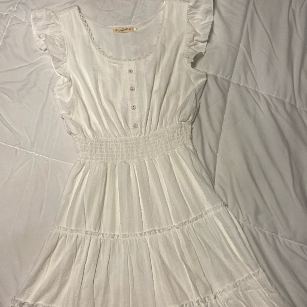 White mini dress with ruching